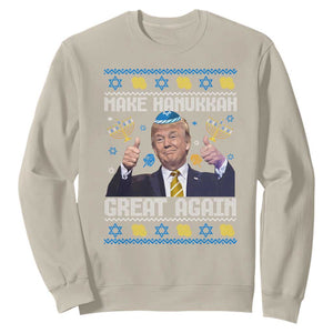 Happy Hanukkah Sweatshirt Make Hanukkah Great Again Funny Trump Ugly TS10 Sand Print Your Wear