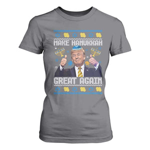 Happy Hanukkah T Shirt For Women Make Hanukkah Great Again Funny Trump Ugly TS10 Charcoal Print Your Wear