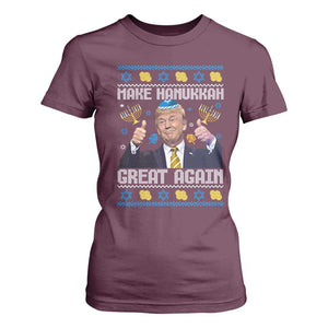 Happy Hanukkah T Shirt For Women Make Hanukkah Great Again Funny Trump Ugly TS10 Maroon Print Your Wear