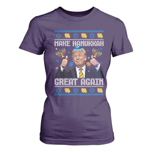 Happy Hanukkah T Shirt For Women Make Hanukkah Great Again Funny Trump Ugly TS10 Purple Print Your Wear