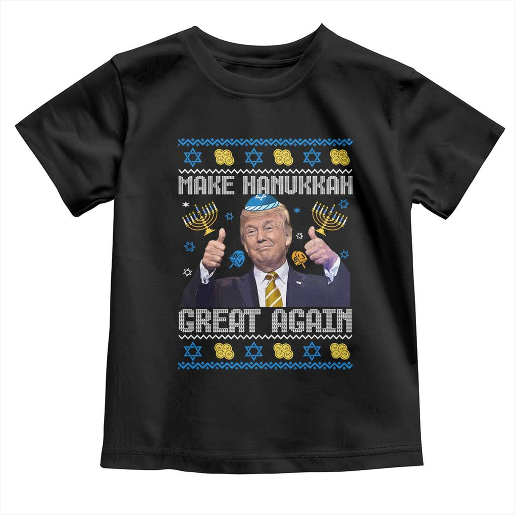 Happy Hanukkah Toddler T Shirt Make Hanukkah Great Again Funny Trump Ugly TS10 Black Print Your Wear