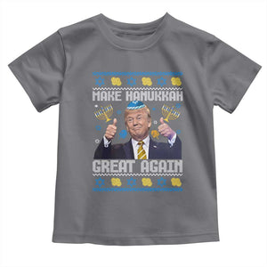 Happy Hanukkah Toddler T Shirt Make Hanukkah Great Again Funny Trump Ugly TS10 Charcoal Print Your Wear