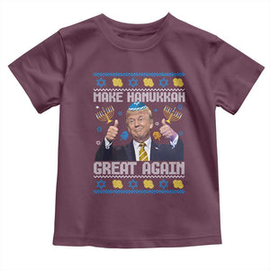 Happy Hanukkah Toddler T Shirt Make Hanukkah Great Again Funny Trump Ugly TS10 Maroon Print Your Wear