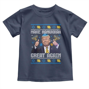 Happy Hanukkah Toddler T Shirt Make Hanukkah Great Again Funny Trump Ugly TS10 Navy Print Your Wear