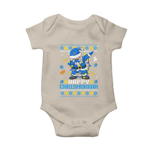 Happy Chrismukkah Merry Christmas Hanukkah Baby Onesie Dabbing Santa Ugly Chanukah Jewish TS10 Sand Print Your Wear