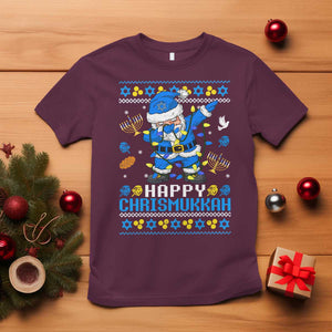 Happy Chrismukkah Merry Christmas Hanukkah T Shirt Dabbing Santa Ugly Chanukah Jewish TS10 Maroon Print Your Wear