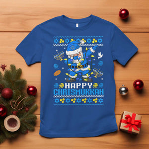 Happy Chrismukkah Merry Christmas Hanukkah T Shirt Dabbing Santa Ugly Chanukah Jewish TS10 Royal Blue Print Your Wear