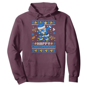 Happy Chrismukkah Merry Christmas Hanukkah Hoodie Dabbing Santa Ugly Chanukah Jewish TS10 Maroon Print Your Wear
