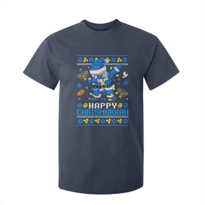 Happy Chrismukkah Merry Christmas Hanukkah T Shirt For Kid Dabbing Santa Ugly Chanukah Jewish TS10 Navy Print Your Wear