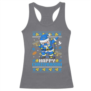 Happy Chrismukkah Merry Christmas Hanukkah Racerback Tank Top Dabbing Santa Ugly Chanukah Jewish TS10 Charcoal Print Your Wear