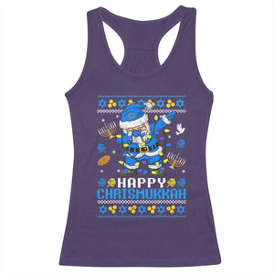 Happy Chrismukkah Merry Christmas Hanukkah Racerback Tank Top Dabbing Santa Ugly Chanukah Jewish TS10 Purple Print Your Wear
