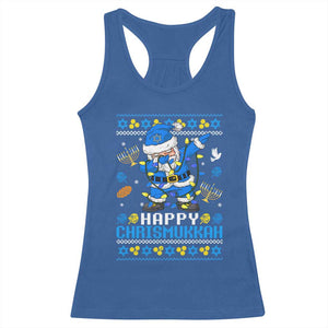 Happy Chrismukkah Merry Christmas Hanukkah Racerback Tank Top Dabbing Santa Ugly Chanukah Jewish TS10 Royal Blue Print Your Wear