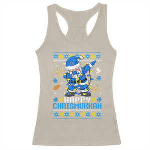 Happy Chrismukkah Merry Christmas Hanukkah Racerback Tank Top Dabbing Santa Ugly Chanukah Jewish TS10 Sand Print Your Wear