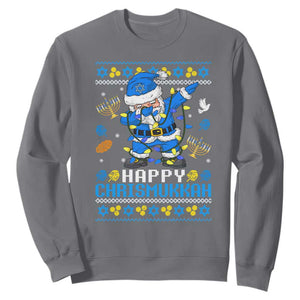Happy Chrismukkah Merry Christmas Hanukkah Sweatshirt Dabbing Santa Ugly Chanukah Jewish TS10 Charcoal Print Your Wear