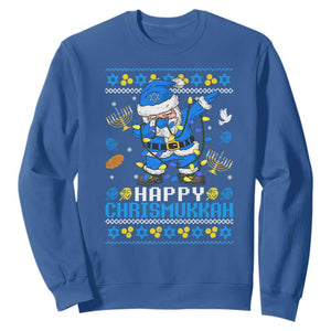 Happy Chrismukkah Merry Christmas Hanukkah Sweatshirt Dabbing Santa Ugly Chanukah Jewish TS10 Royal Blue Print Your Wear