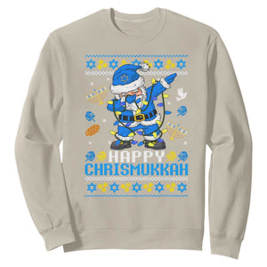 Happy Chrismukkah Merry Christmas Hanukkah Sweatshirt Dabbing Santa Ugly Chanukah Jewish TS10 Sand Print Your Wear