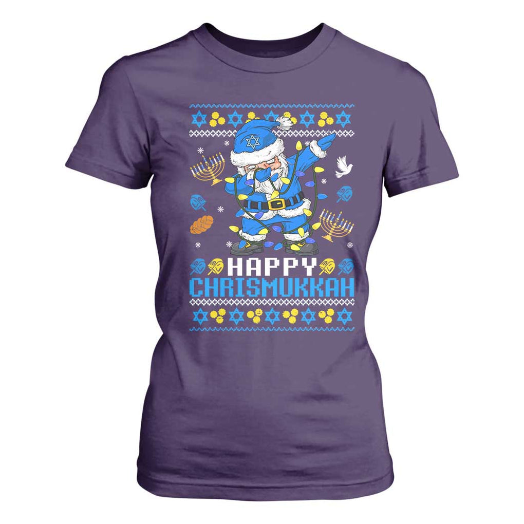 Happy Chrismukkah Merry Christmas Hanukkah T Shirt For Women Dabbing Santa Ugly Chanukah Jewish TS10 Purple Print Your Wear