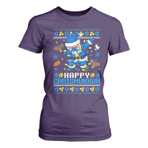 Happy Chrismukkah Merry Christmas Hanukkah T Shirt For Women Dabbing Santa Ugly Chanukah Jewish TS10 Purple Print Your Wear