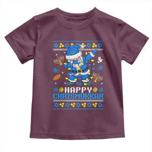 Happy Chrismukkah Merry Christmas Hanukkah Toddler T Shirt Dabbing Santa Ugly Chanukah Jewish TS10 Maroon Print Your Wear