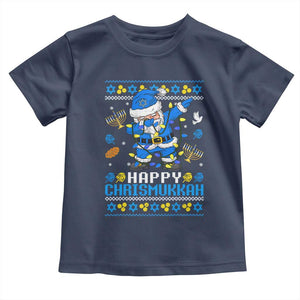 Happy Chrismukkah Merry Christmas Hanukkah Toddler T Shirt Dabbing Santa Ugly Chanukah Jewish TS10 Navy Print Your Wear
