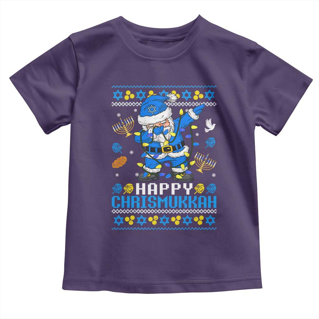 Happy Chrismukkah Merry Christmas Hanukkah Toddler T Shirt Dabbing Santa Ugly Chanukah Jewish TS10 Purple Print Your Wear