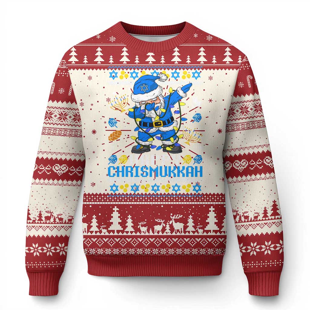 Happy Chrismukkah Merry Xmas Hanukkah Ugly Christmas Sweater Dabbing Santa Ugly Chanukah Jewish TS10 Red Print Your Wear