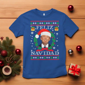 Christmas Trump T Shirt Feliz Navidad Funny Trump Santa Hat Xmas Ugly TS10 Royal Blue Print Your Wear