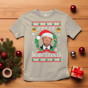 Christmas Trump T Shirt Feliz Navidad Funny Trump Santa Hat Xmas Ugly TS10 Sand Print Your Wear