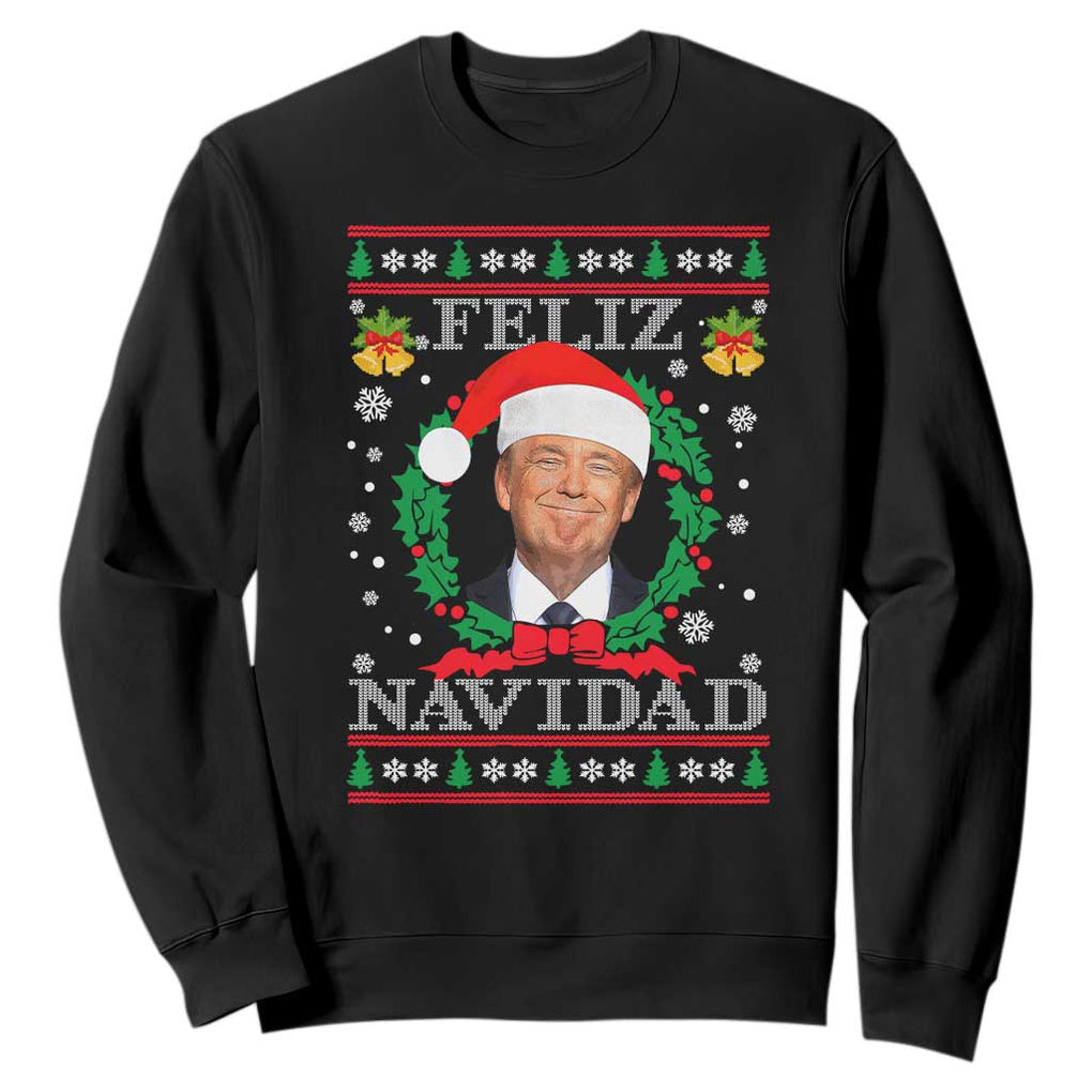 Christmas Trump Sweatshirt Feliz Navidad Funny Trump Santa Hat Xmas Ugly TS10 Black Print Your Wear