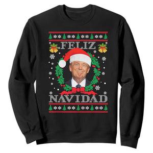 Christmas Trump Sweatshirt Feliz Navidad Funny Trump Santa Hat Xmas Ugly TS10 Black Print Your Wear