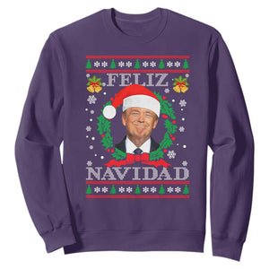 Christmas Trump Sweatshirt Feliz Navidad Funny Trump Santa Hat Xmas Ugly TS10 Purple Print Your Wear