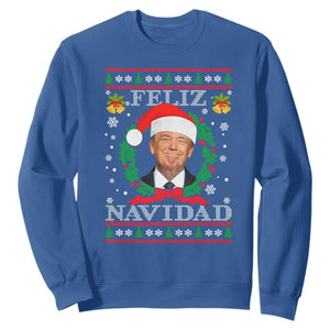 Christmas Trump Sweatshirt Feliz Navidad Funny Trump Santa Hat Xmas Ugly TS10 Royal Blue Print Your Wear