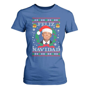 Christmas Trump T Shirt For Women Feliz Navidad Funny Trump Santa Hat Xmas Ugly TS10 Royal Blue Print Your Wear