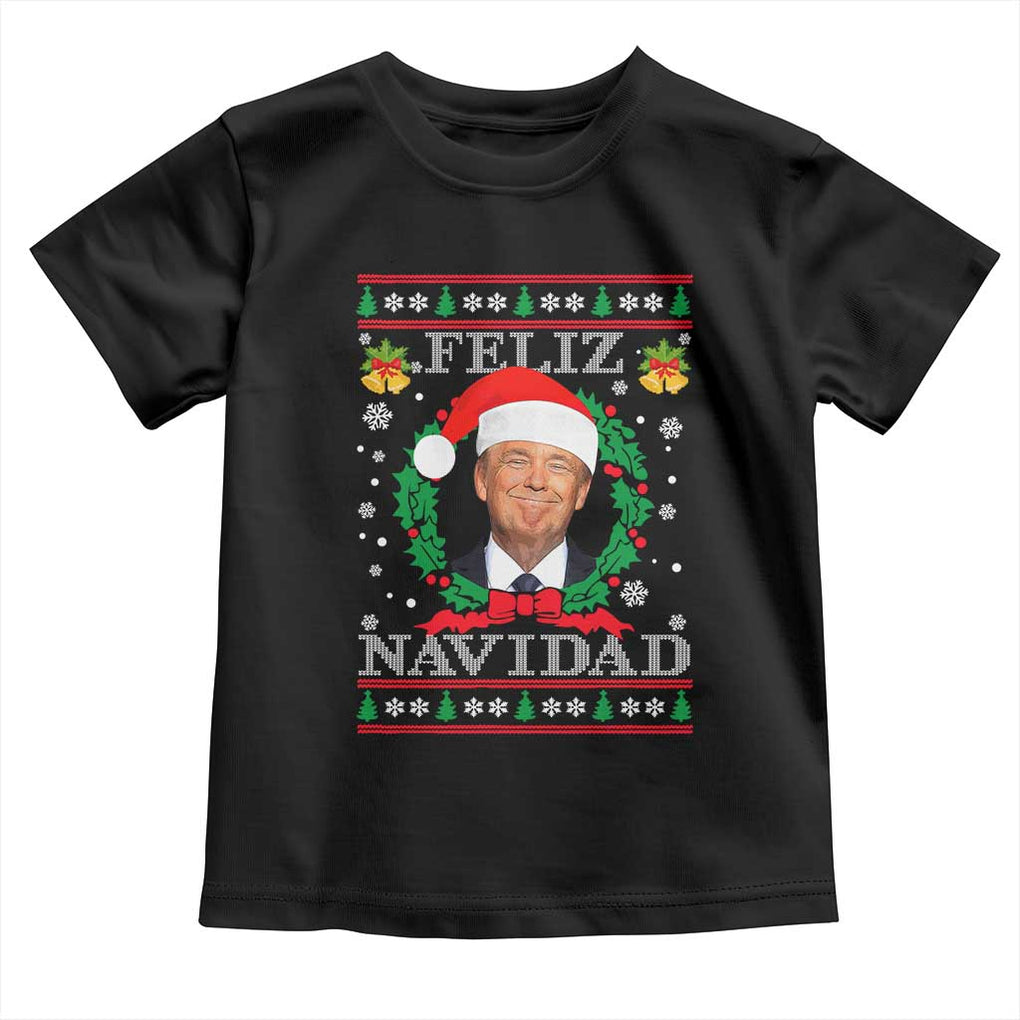 Christmas Trump Toddler T Shirt Feliz Navidad Funny Trump Santa Hat Xmas Ugly TS10 Black Print Your Wear