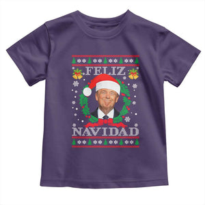 Christmas Trump Toddler T Shirt Feliz Navidad Funny Trump Santa Hat Xmas Ugly TS10 Purple Print Your Wear