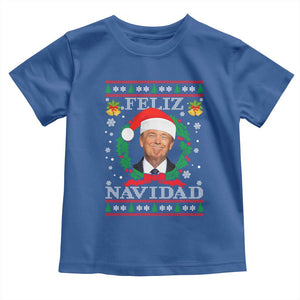 Christmas Trump Toddler T Shirt Feliz Navidad Funny Trump Santa Hat Xmas Ugly TS10 Royal Blue Print Your Wear