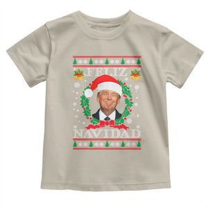 Christmas Trump Toddler T Shirt Feliz Navidad Funny Trump Santa Hat Xmas Ugly TS10 Sand Print Your Wear