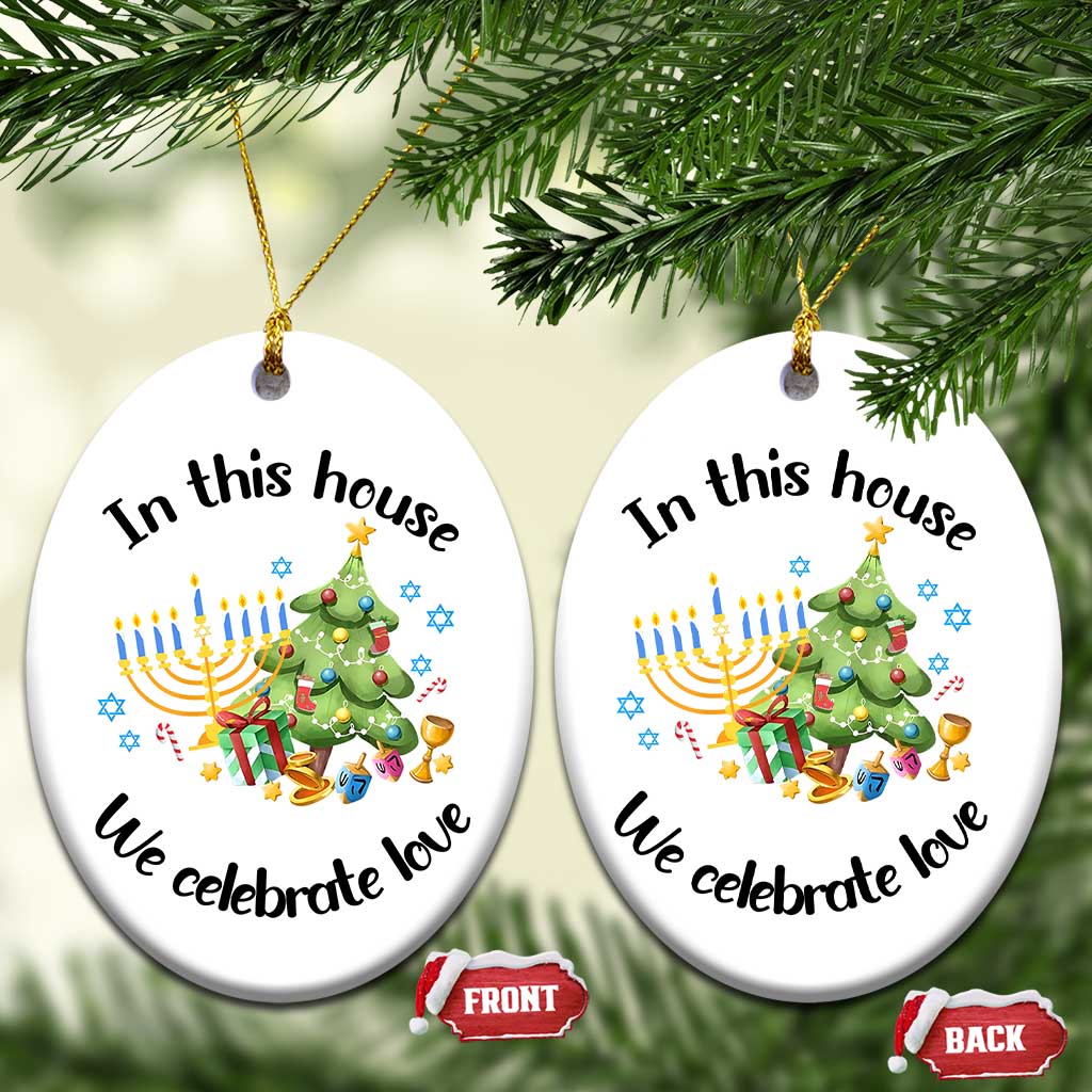 Xmas Hanukkah Gifts Christmas Ornament Happy Chrismukkah Jewish Holiday Christmas Spiritual Gifts 2024 TS10 Oval White Print Your Wear