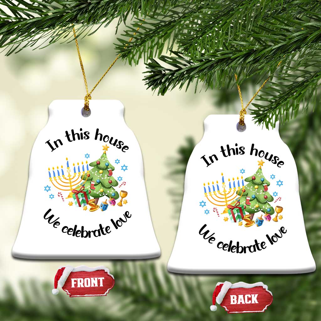 Xmas Hanukkah Gifts Christmas Ornament Happy Chrismukkah Jewish Holiday Christmas Spiritual Gifts 2024 TS10 Bell Flake White Print Your Wear