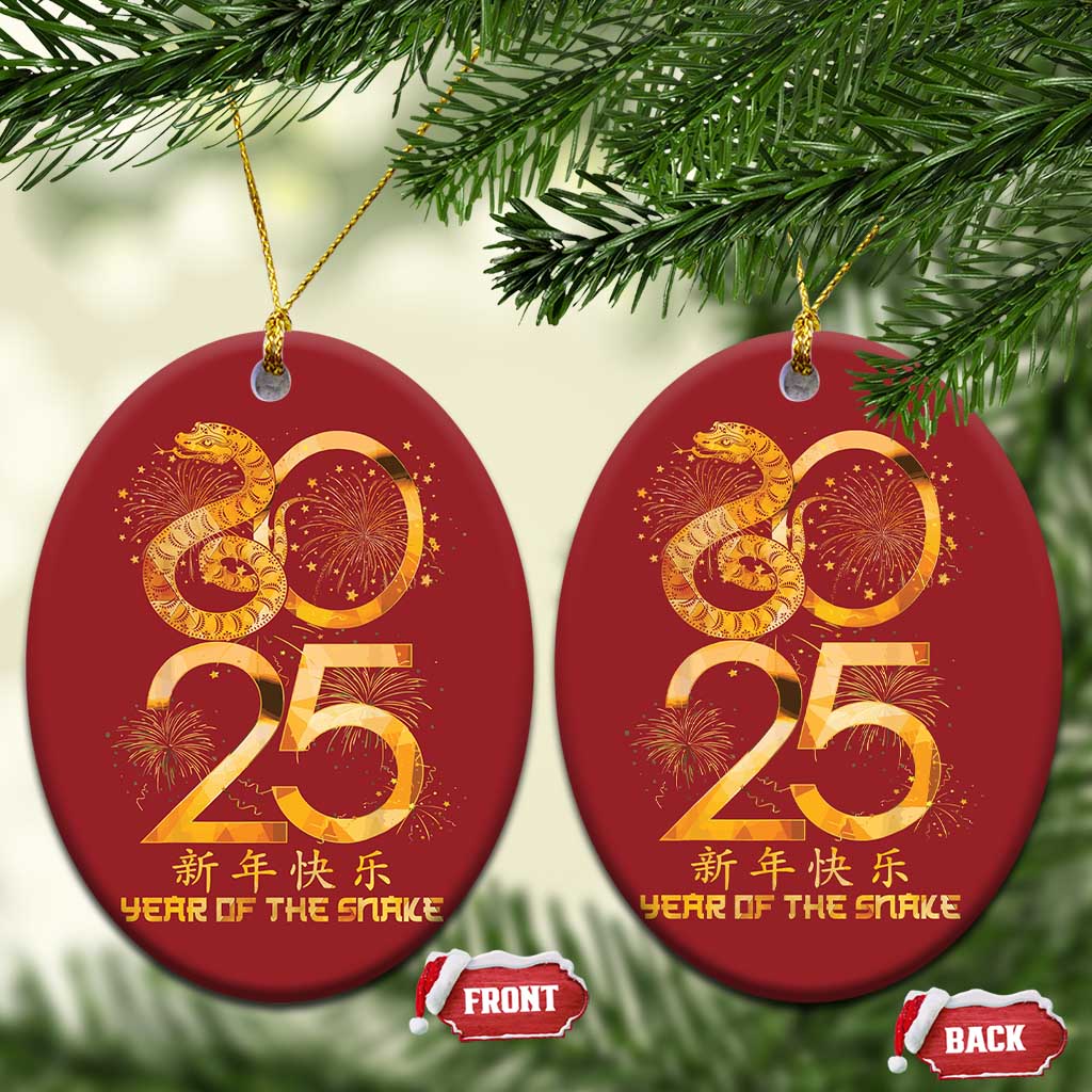 Lunar New Year 2025 Christmas Ornament Chinese Year Of The Snake Red Decor for Luck TS10 Oval Red Print Your Wear