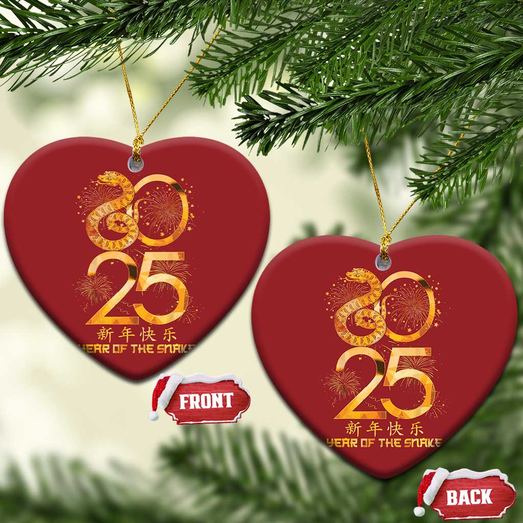 Lunar New Year 2025 Christmas Ornament Chinese Year Of The Snake Red Decor for Luck TS10 Heart Red Print Your Wear