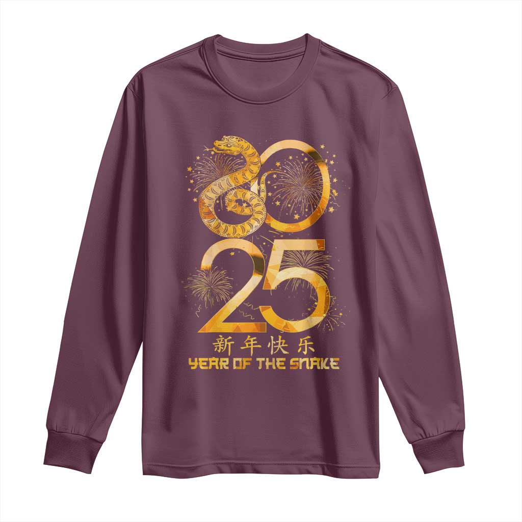 Lunar New Year 2025 Long Sleeve Shirt Chinese Year Of The Snake TS10 Maroon Print Your Wear
