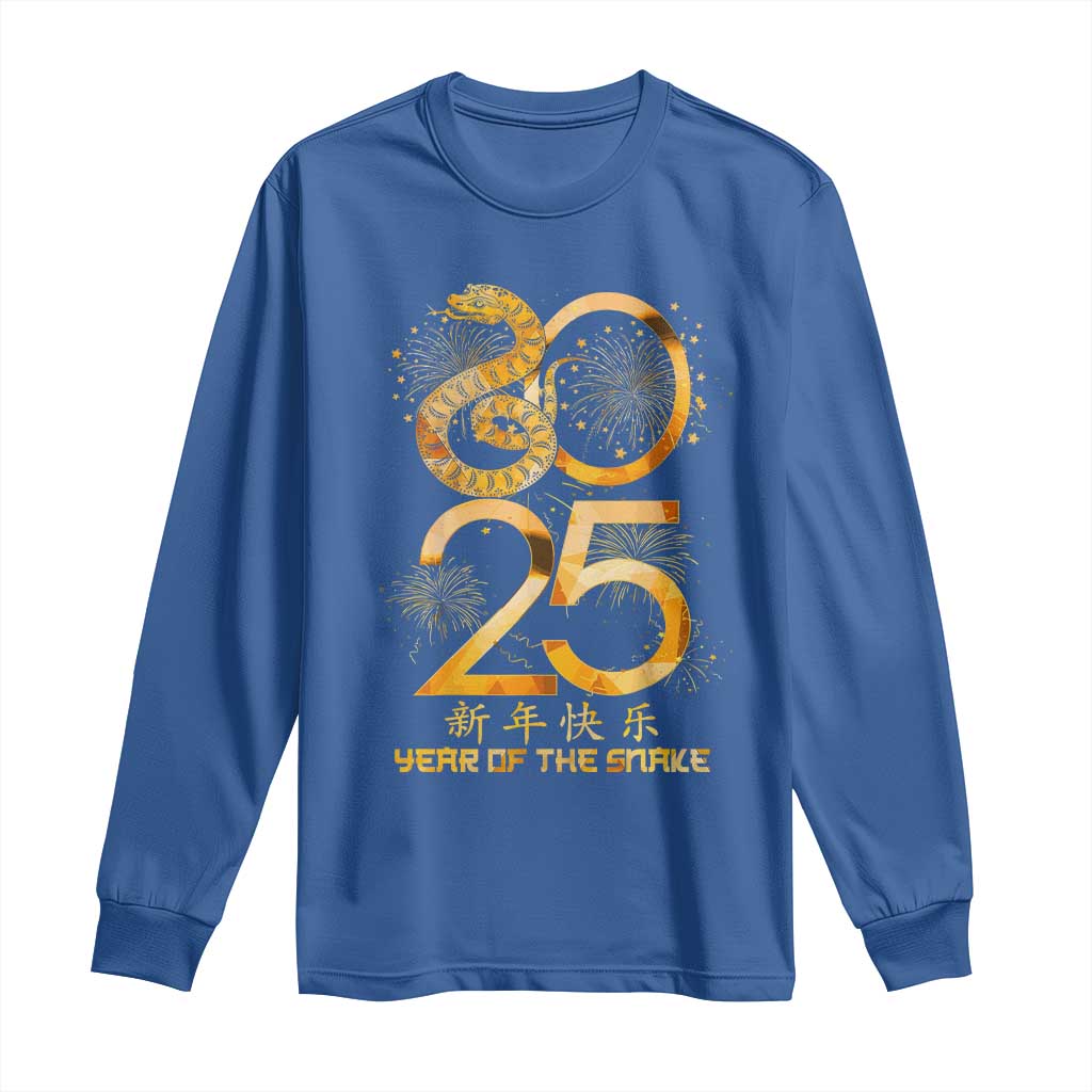 Lunar New Year 2025 Long Sleeve Shirt Chinese Year Of The Snake TS10 Royal Blue Print Your Wear
