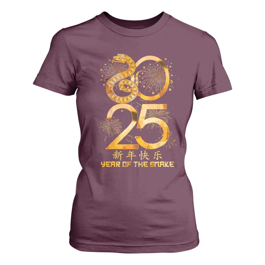 Lunar New Year 2025 T Shirt For Women Chinese Year Of The Snake TS10 Maroon Print Your Wear