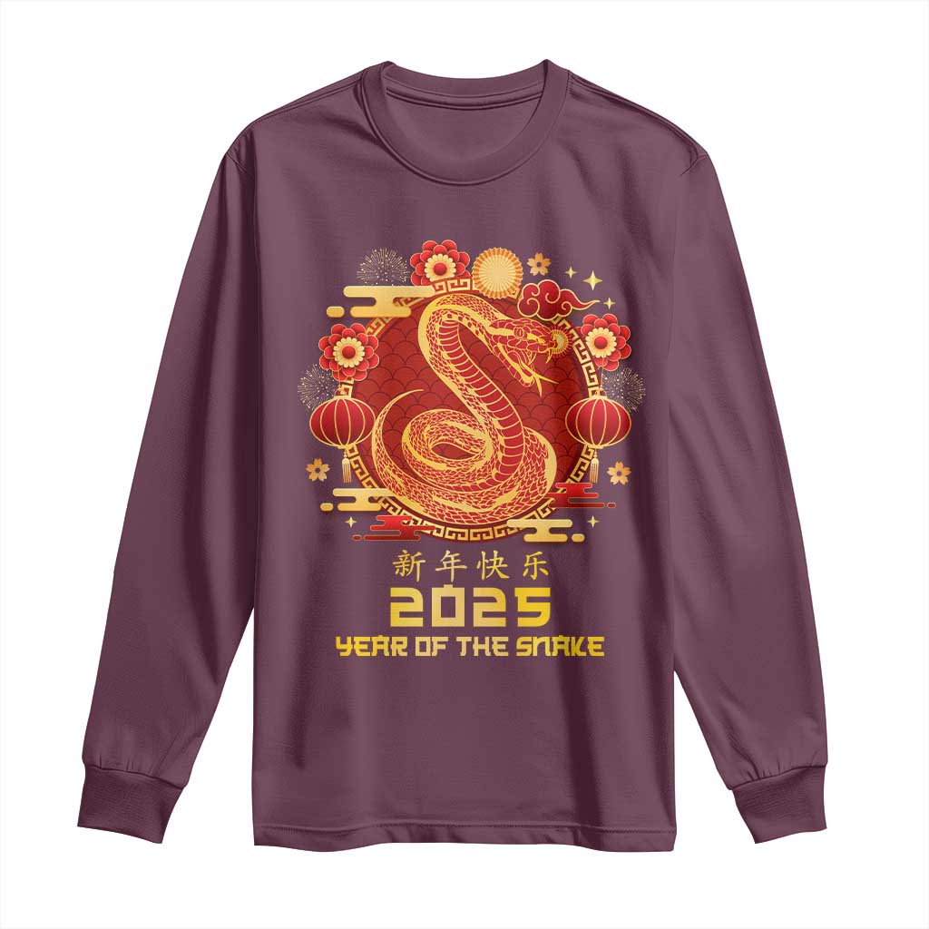 Year Of The Snake 2025 Lunar New Year Long Sleeve Shirt TS10 Maroon Print Your Wear