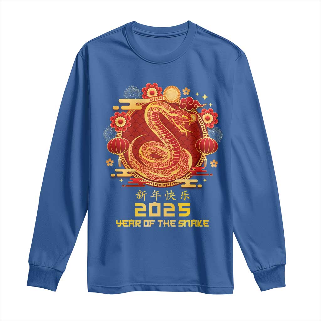 Year Of The Snake 2025 Lunar New Year Long Sleeve Shirt TS10 Royal Blue Print Your Wear