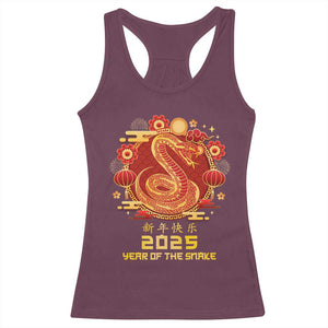 Year Of The Snake 2025 Lunar New Year Racerback Tank Top TS10 Maroon Print Your Wear