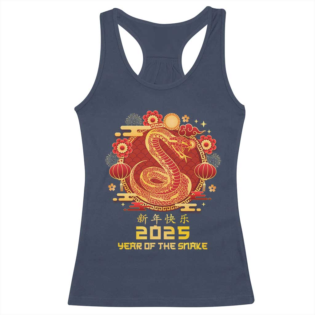 Year Of The Snake 2025 Lunar New Year Racerback Tank Top TS10 Navy Print Your Wear