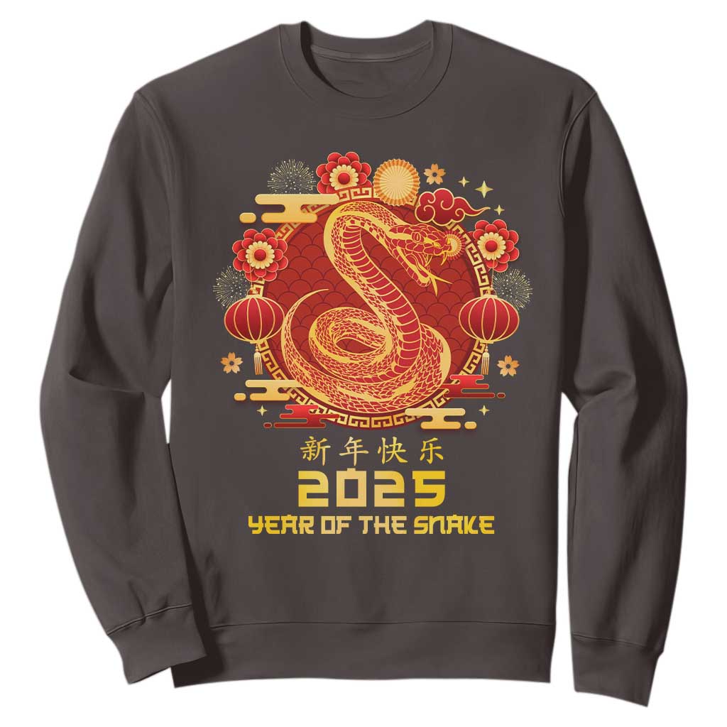 Year Of The Snake 2025 Lunar New Year Sweatshirt TS10 Dark Chocolate Print Your Wear