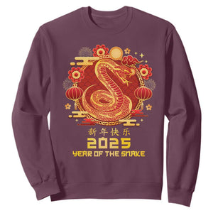 Year Of The Snake 2025 Lunar New Year Sweatshirt TS10 Maroon Print Your Wear